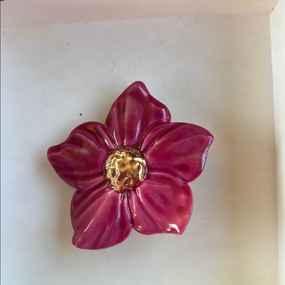 Avon Porcelain Wild Flower PIN/PENDANT 2.5" Pink BROOCH